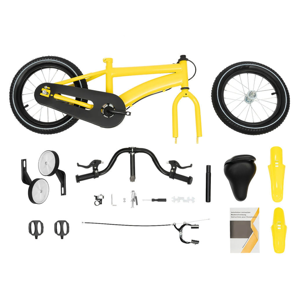 14-Zoll Kinderfahrrad mit Stützrädern – Verstellbarer Sattel, Doppelbremse, für Kinder von 2–4 Jahren