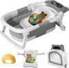 Faltbare Babybadewanne mit Badesitz, Thermometer, Duschkappe & Bürste – Für Neugeborene & Kleinkinder (0–36 Monate)