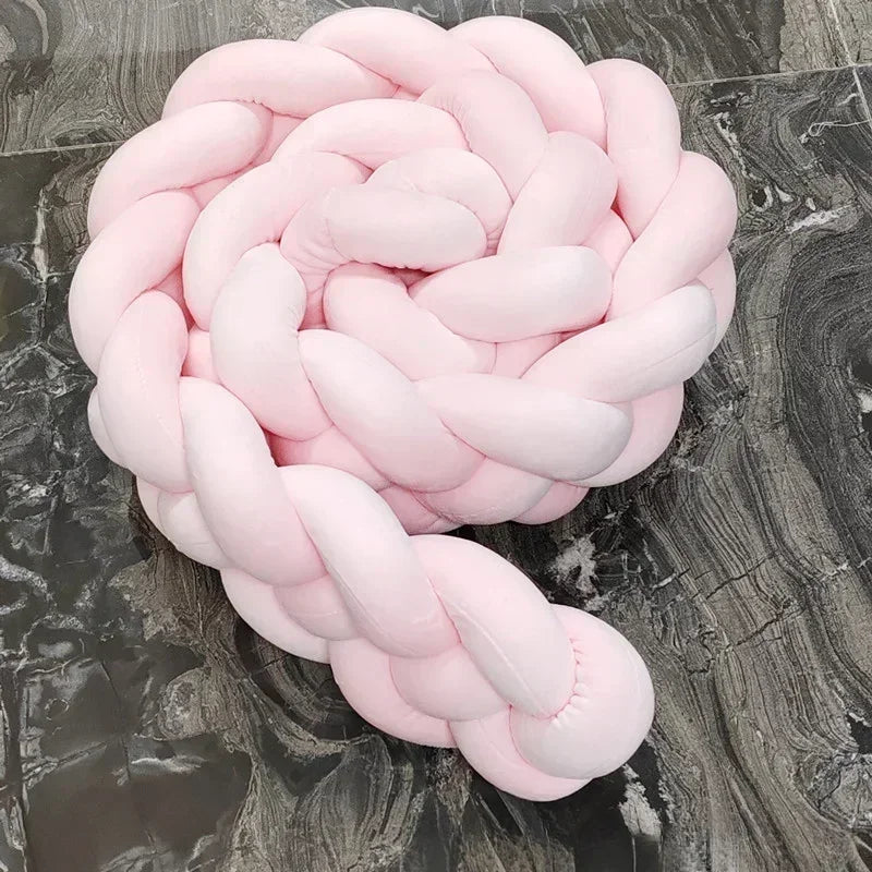 1–5 m Baby-Bettschutz – geflochtenes Knotenkissen mit vier Strängen, Stoßschutz fürs Kinderbett, weiche Deko fürs Babyzimmer