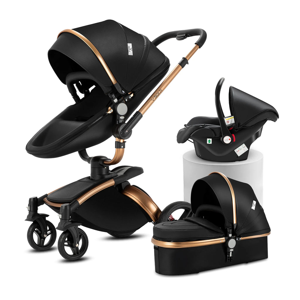 Pu Leder Kinderwagen 3 in 1 leichte hohe Landschaft Babyauto mit Autos itz für Baby Neugeborene Aluminium rahmen Kinderwagen