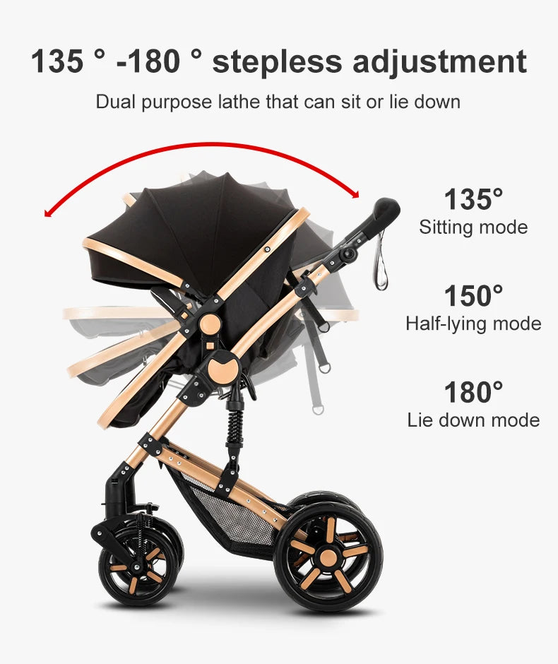 Baby Kinderwagen, Hochlandschafts-Kinderwagen mit Babywanne, Wasserabweisender Kinderwagen.