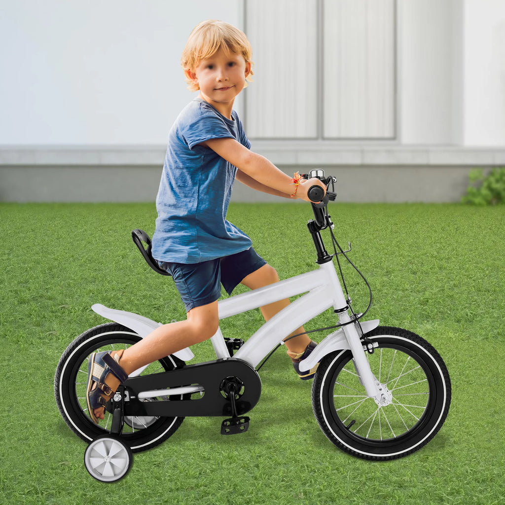 14-Zoll Kinderfahrrad mit Stützrädern – Verstellbarer Sattel, Doppelbremse, für Kinder von 2–4 Jahren