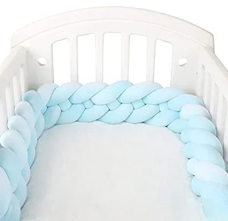 1–5 m Baby-Bettschutz – geflochtenes Knotenkissen mit vier Strängen, Stoßschutz fürs Kinderbett, weiche Deko fürs Babyzimmer