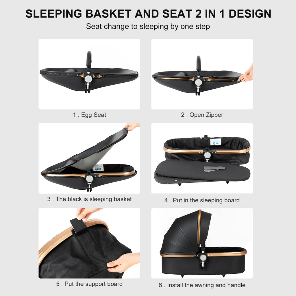 Pu Leder Kinderwagen 3 in 1 leichte hohe Landschaft Babyauto mit Autos itz für Baby Neugeborene Aluminium rahmen Kinderwagen