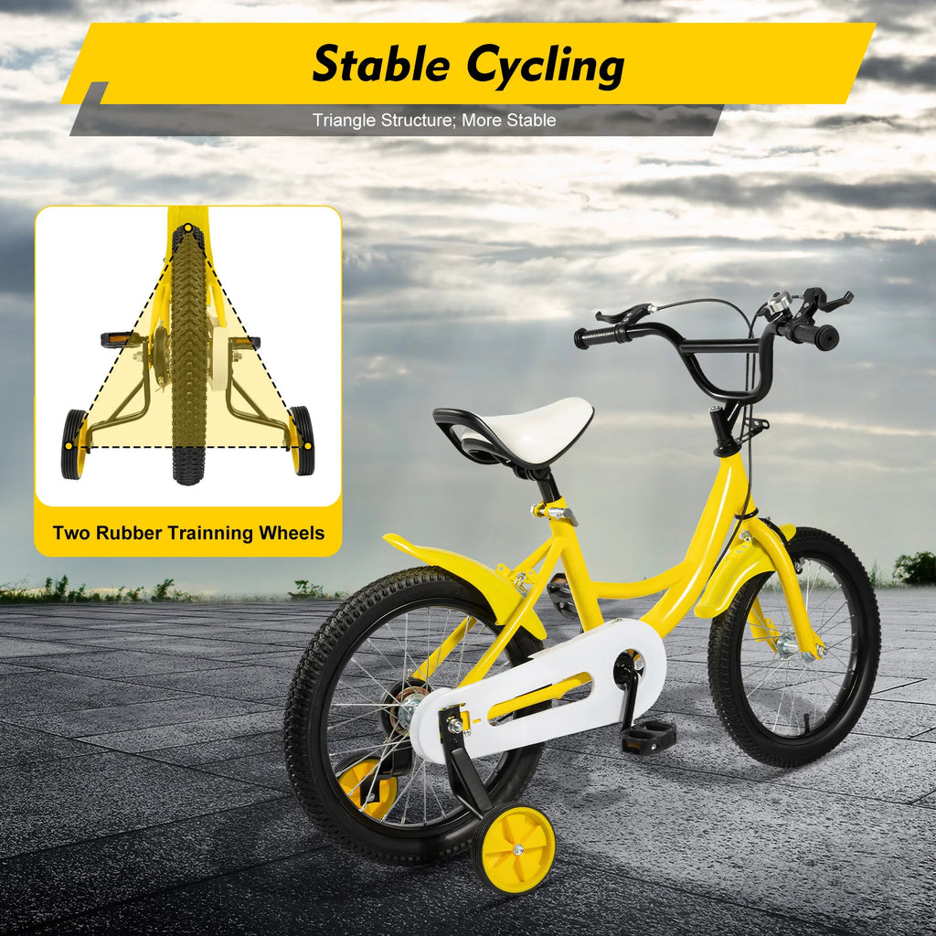 16-Zoll Kinderfahrrad für Jungen & Mädchen (5–8 Jahre) – Doppelbremssystem, Stützräder, erhältlich in Grün/Pink/Gelb