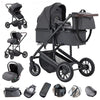3-in-1 Kinderwagen –  mit Hochlandschafts-Design, Aluminiumrahmen und Faltfunktion für Neugeborene