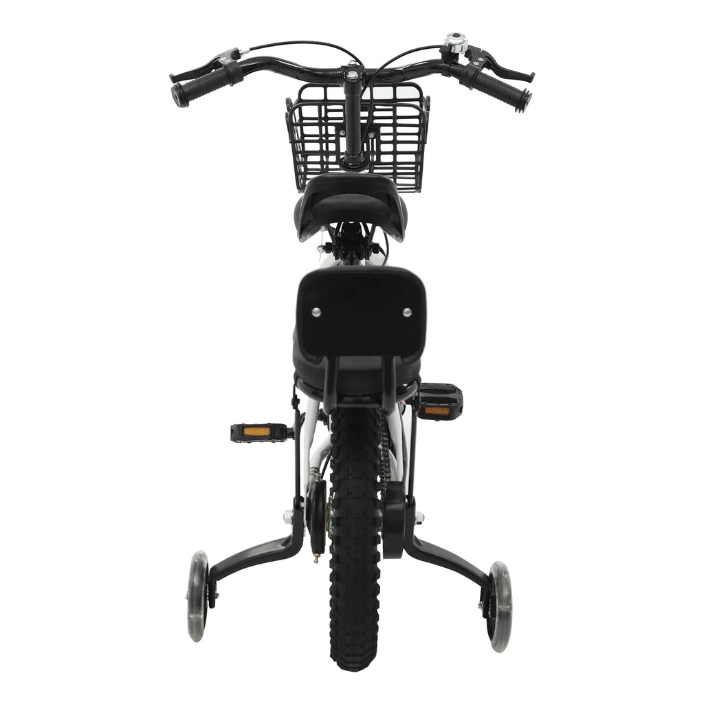 14 Zoll Kinderfahrrad – Verstellbares Fahrrad mit Stützrädern, Korb & Rücksitz, für Kinder 3–5 Jahre