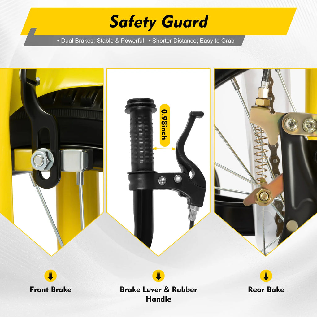 16-Zoll Kinderfahrrad für Jungen & Mädchen (5–8 Jahre) – Doppelbremssystem, Stützräder, erhältlich in Grün/Pink/Gelb