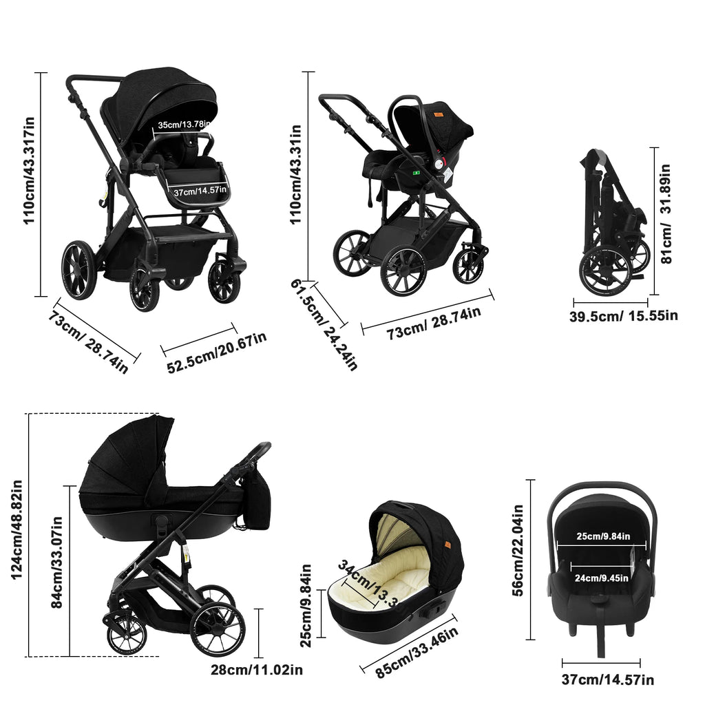 Luxus 3-in-1 Kinderwagen für Neugeborene – Leichter Kinderwagen