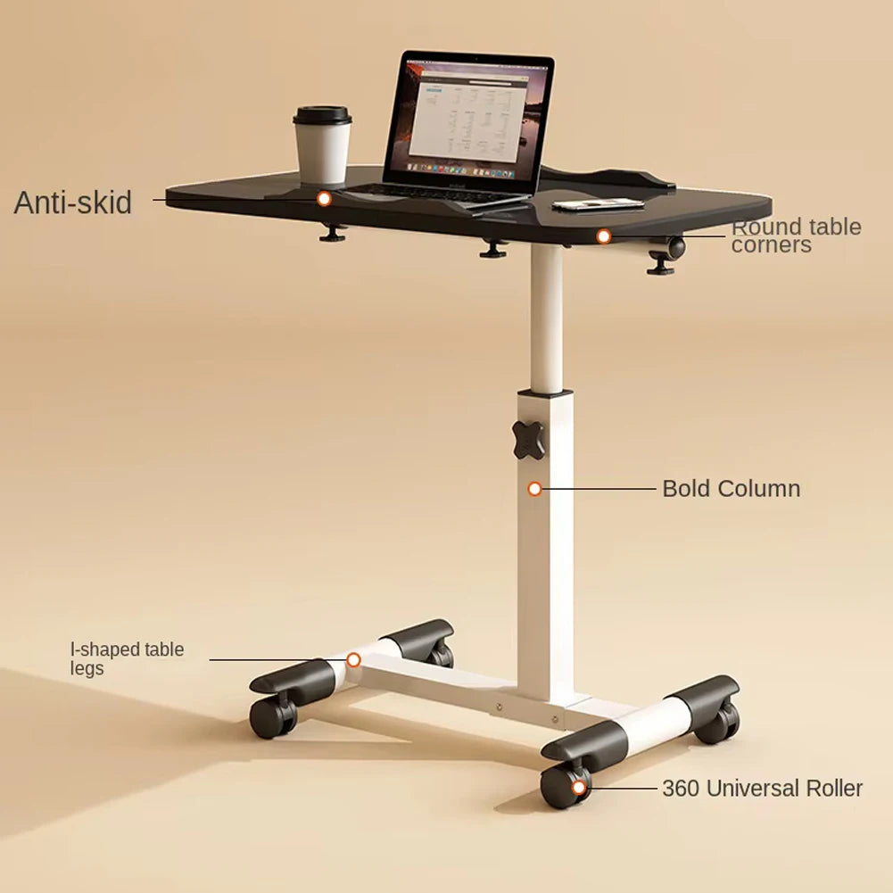 Höhenverstellbarer Laptop-Tisch mit 360° drehbarer Tischplatte – Mobiler Rolltisch für Bett, Sofa oder Büro