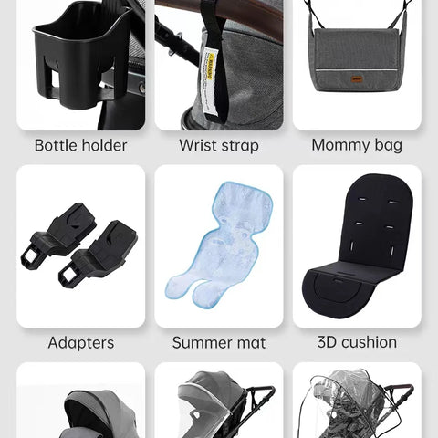 3-in-1 Multifunktionaler Kinderwagen – Hochliegender, Leichter & Zusammenklappbarer