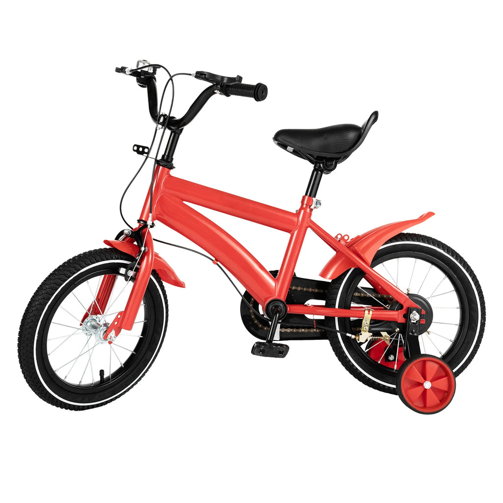 14-Zoll Kinderfahrrad mit Stützrädern – Verstellbarer Sattel, Doppelbremse, für Kinder von 2–4 Jahren