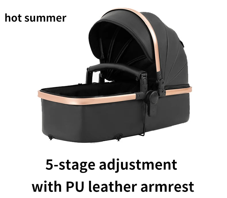 PU leder - Leichter 3-in-1 Kinderwagen – Babywagen mit PU-Rädern, faltbar & vielseitig nutzbar ab Geburt