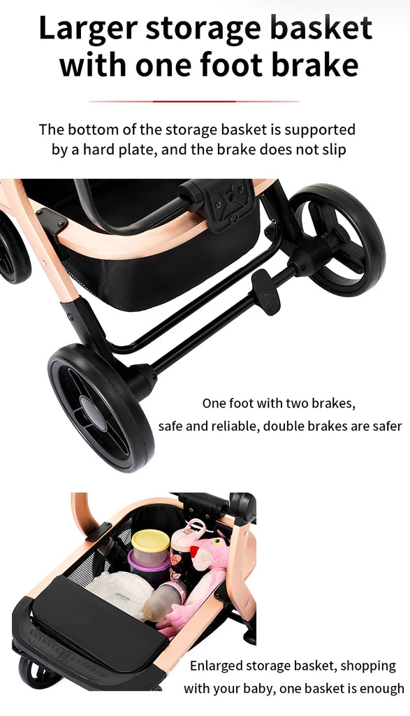 PU leder - Leichter 3-in-1 Kinderwagen – Babywagen mit PU-Rädern, faltbar & vielseitig nutzbar ab Geburt