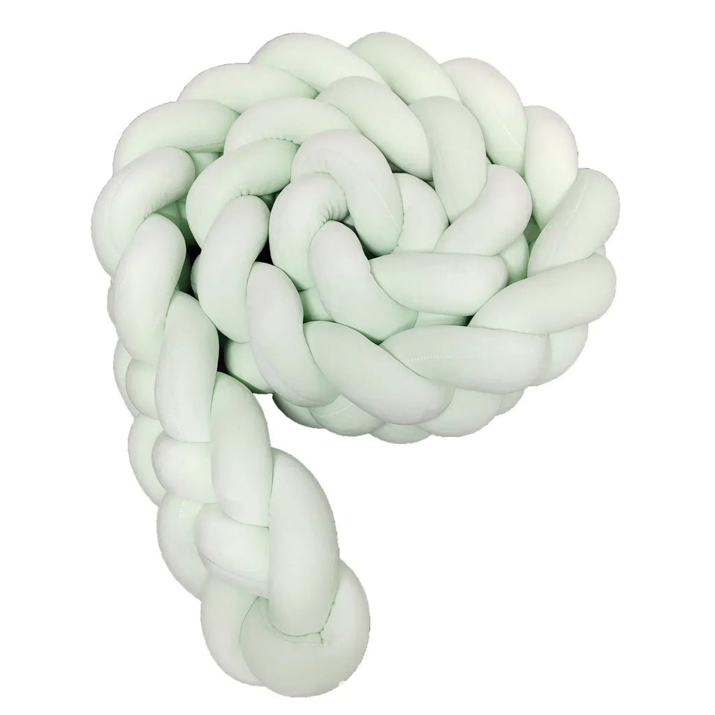 1–5 m Baby-Bettschutz – geflochtenes Knotenkissen mit vier Strängen, Stoßschutz fürs Kinderbett, weiche Deko fürs Babyzimmer