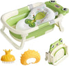 Faltbare Babybadewanne mit Badesitz, Thermometer, Duschkappe & Bürste – Für Neugeborene & Kleinkinder (0–36 Monate)