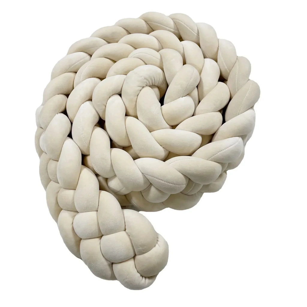 1–5 m Baby-Bettschutz – geflochtenes Knotenkissen mit vier Strängen, Stoßschutz fürs Kinderbett, weiche Deko fürs Babyzimmer