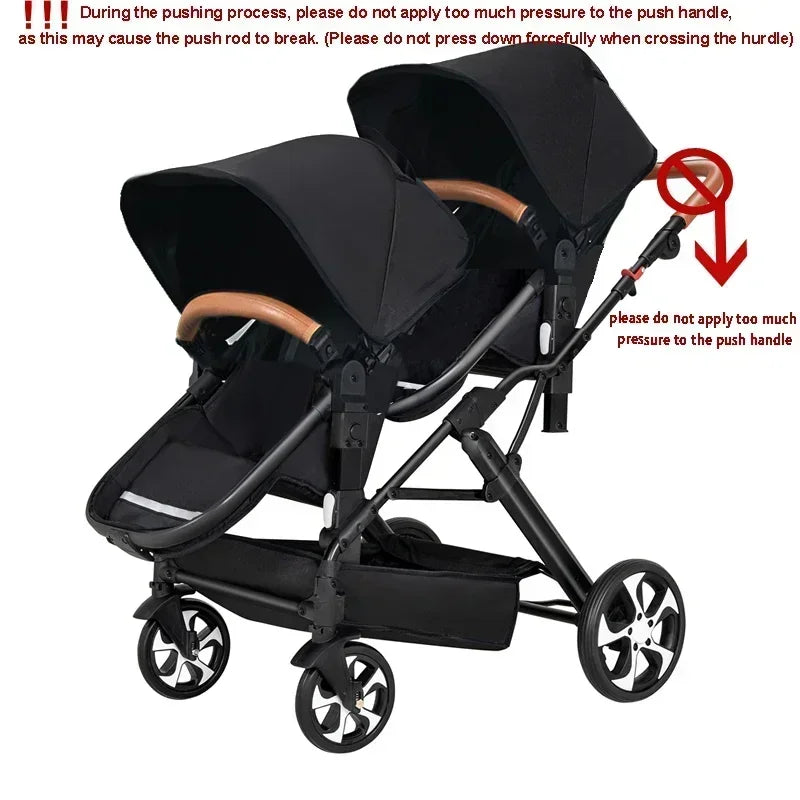 Leichter Zwillingskinderwagen – Faltbarer Doppelsitz-Kinderwagen, tragbarer und multifunktional