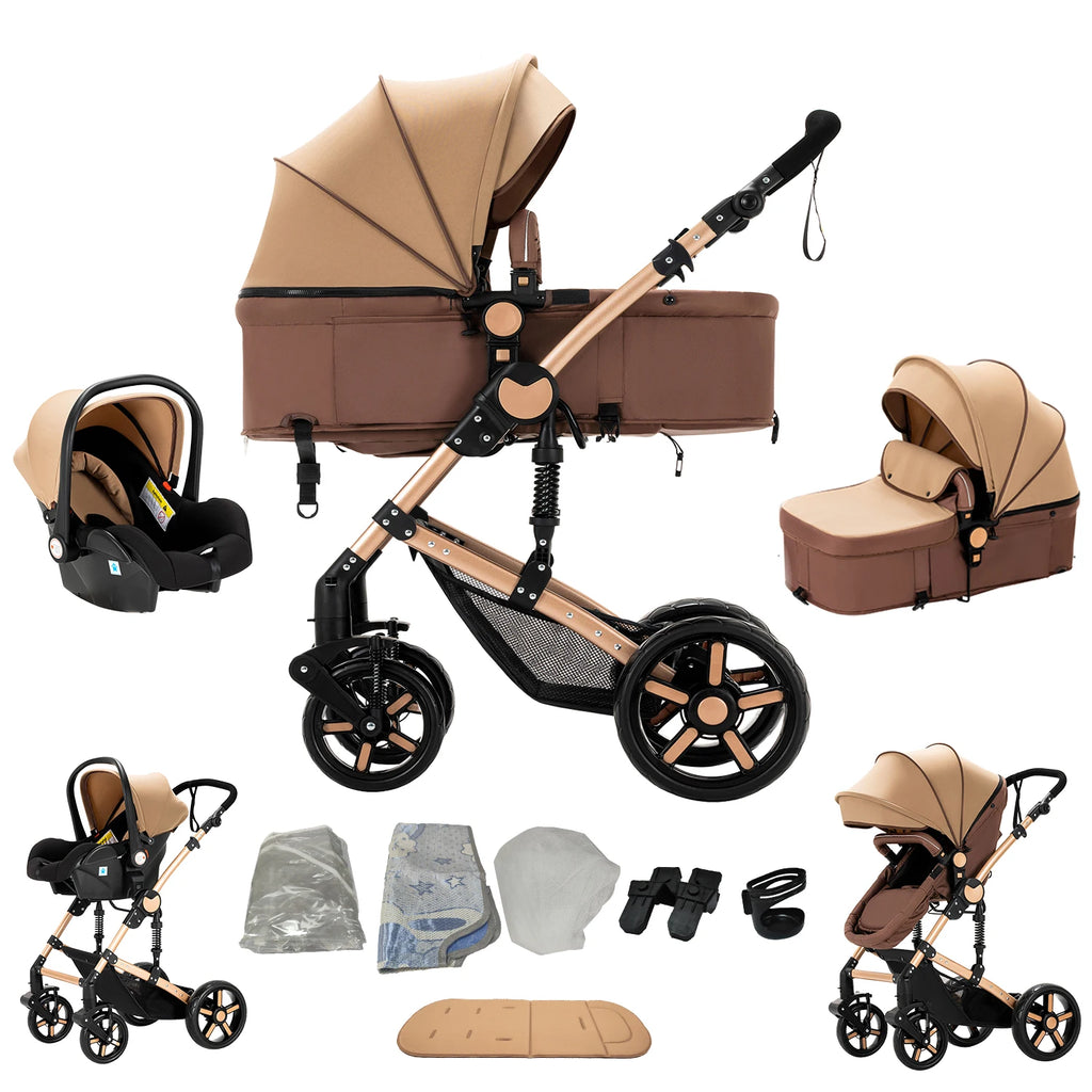 Baby Kinderwagen, Hochlandschafts-Kinderwagen mit Babywanne, Wasserabweisender Kinderwagen.