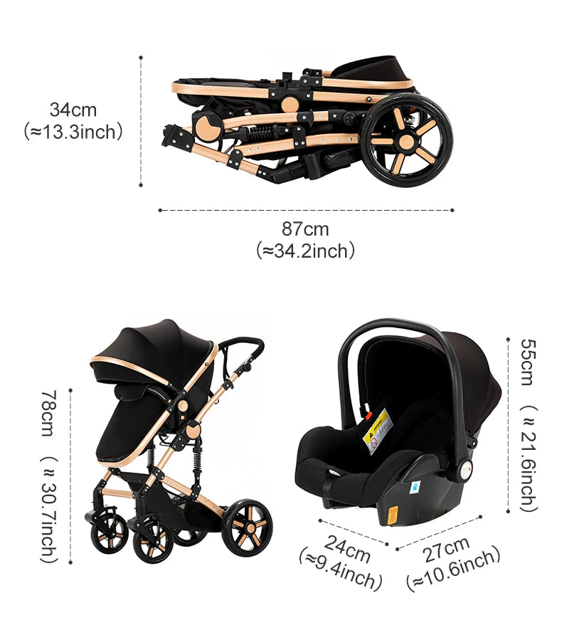 Baby Kinderwagen, Hochlandschafts-Kinderwagen mit Babywanne, Wasserabweisender Kinderwagen.