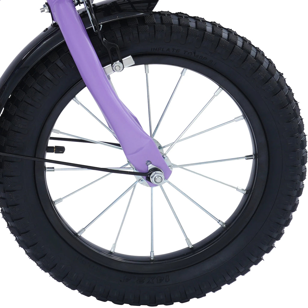 14 Zoll Kinderfahrrad mit verstellbarem Sitz, Stützrädern, Korb & Rücksitz, bis 50 kg belastbar, für Kinder 3–5 Jahre