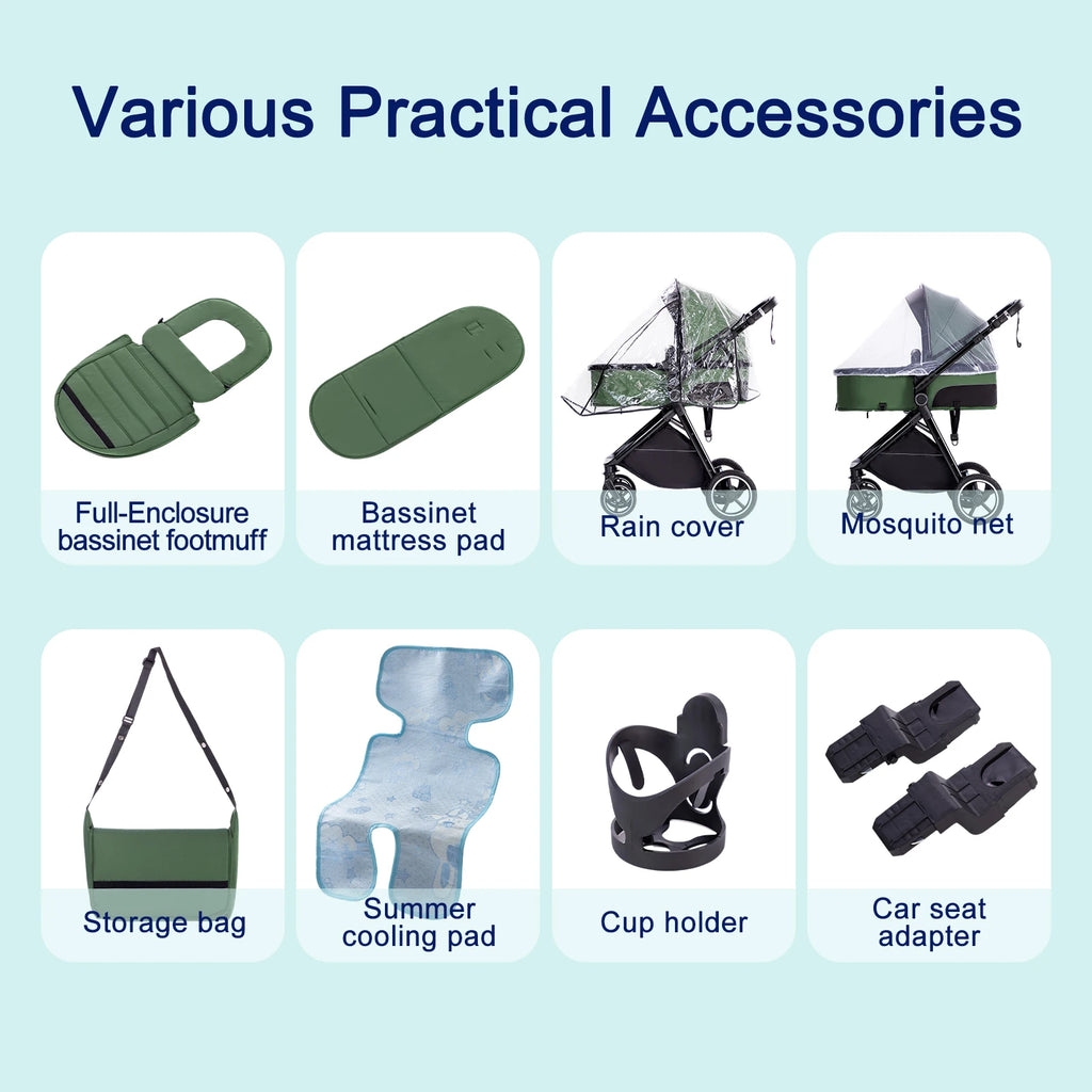 Kinderwagen 3 in 1 – Einfach faltbarer,  mit Sicherheitssitz, EU-Standard, geeignet für Neugeborene.