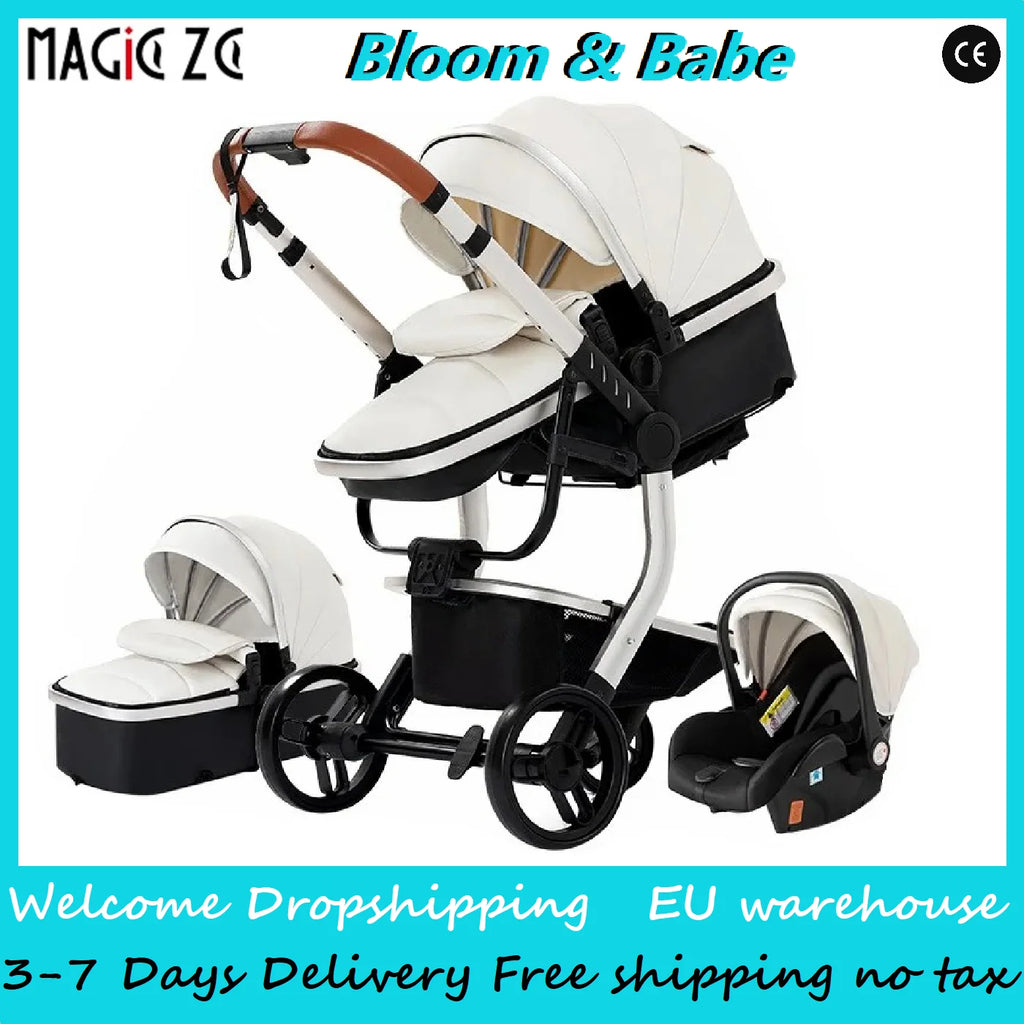 PU leder - Leichter 3-in-1 Kinderwagen – Babywagen mit PU-Rädern, faltbar & vielseitig nutzbar ab Geburt