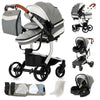 PU leder - Leichter 3-in-1 Kinderwagen – Babywagen mit PU-Rädern, faltbar & vielseitig nutzbar ab Geburt