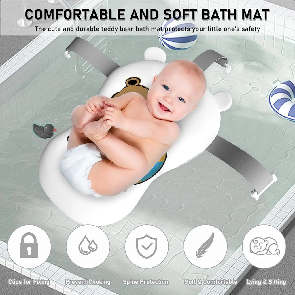 Faltbare Babybadewanne mit Badesitz, Thermometer, Duschkappe & Bürste – Für Neugeborene & Kleinkinder (0–36 Monate)