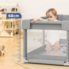 Baby Playpen – Light Gray Corralito Playground with Pull Rings | Child Safety Fence & Ball Pit