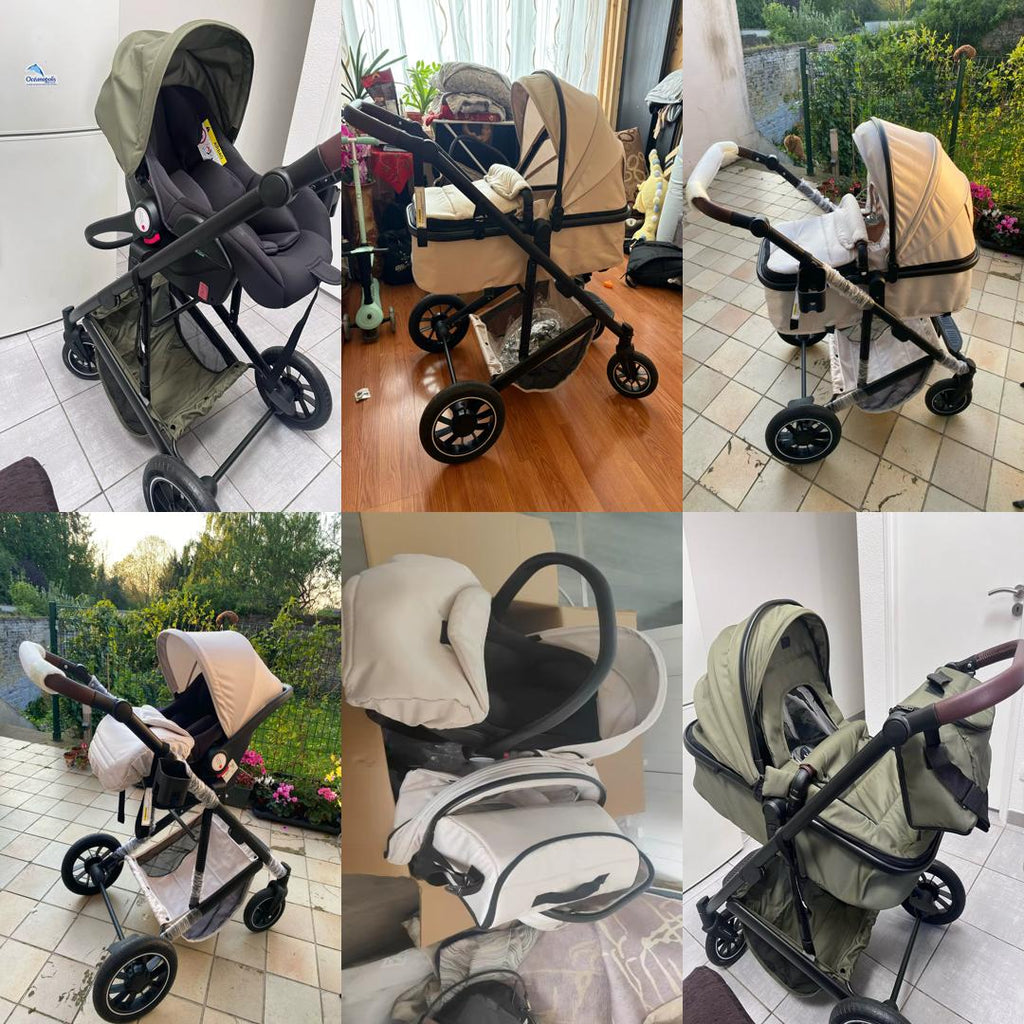 3-in-1 Kinderwagen –  mit Hochlandschafts-Design, Aluminiumrahmen und Faltfunktion für Neugeborene