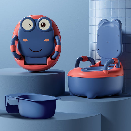 Töpfchentrainer für Kinder – Tragbare Baby-Toilette mit Griff & Gepolsterter Sitzfläche im Frosch-Design