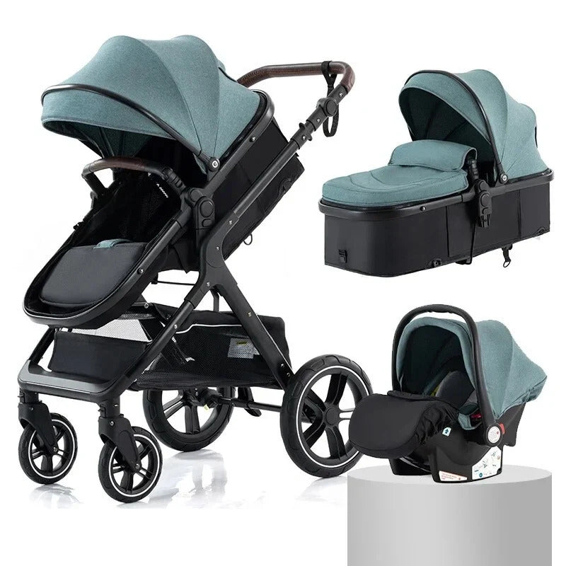 3-in-1 Multifunktionaler Kinderwagen – Hochliegender, Leichter & Zusammenklappbarer