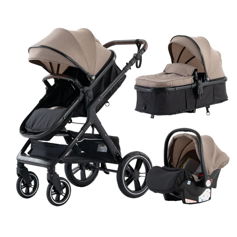 3-in-1 Multifunktionaler Kinderwagen – Hochliegender, Leichter & Zusammenklappbarer